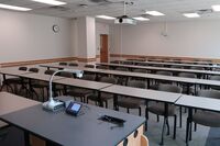 Back of room view of student table and chair seating