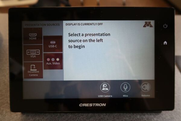 Touchscreen control user interface showing main page