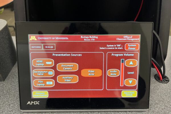 Touchscreen control user interface showing main page