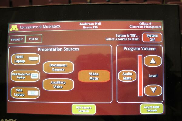 Touchscreen control user interface showing main page