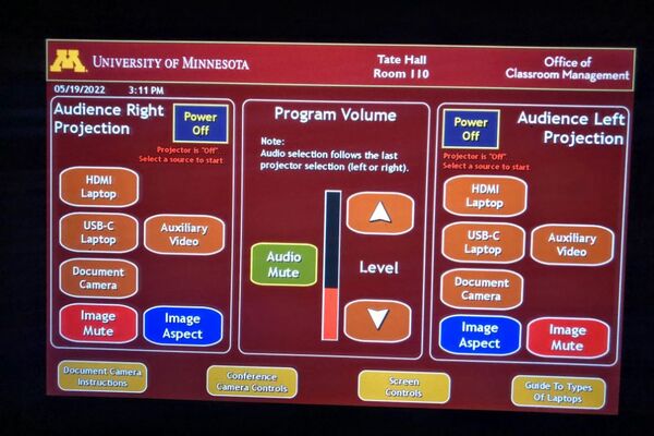 Touchscreen control user interface showing main page