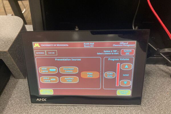 Touchscreen control user interface showing main page