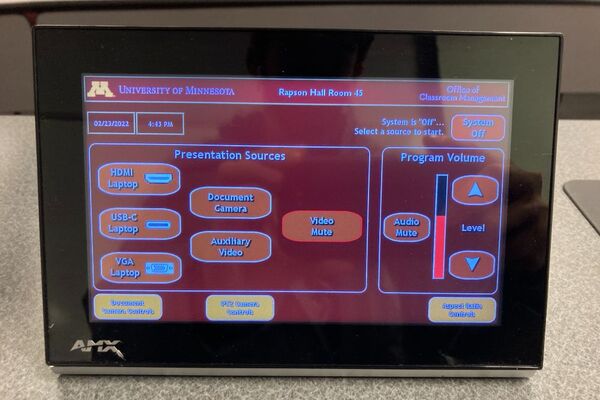 Touchscreen control user interface showing main page