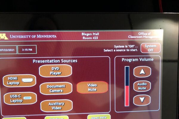 Touchscreen control user interface showing main page