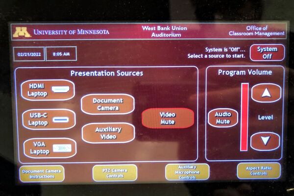 Touchscreen control user interface showing main page