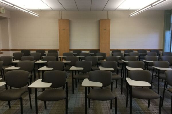 Back of room view of student tablet arm seating