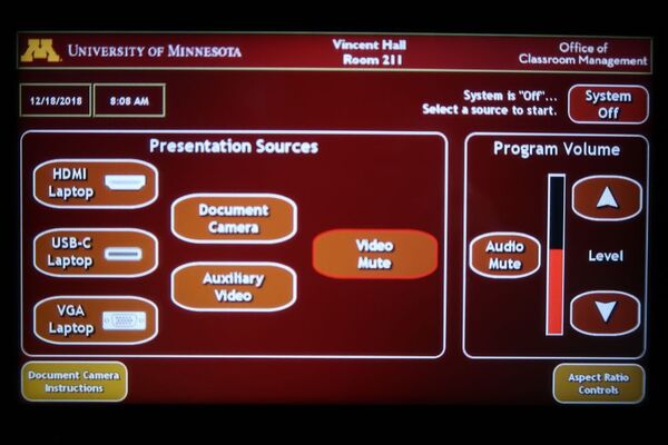 Touchscreen control user interface showing main page