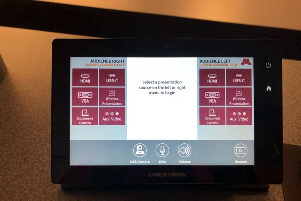 Touchscreen control user interface showing main page