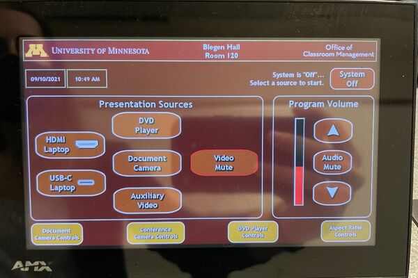 Touchscreen control user interface showing main page