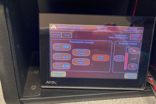 Touchscreen control user interface showing main page