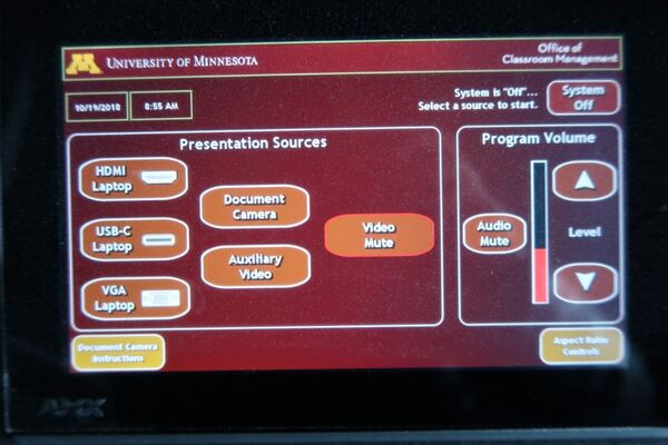 Touchscreen control user interface showing main page