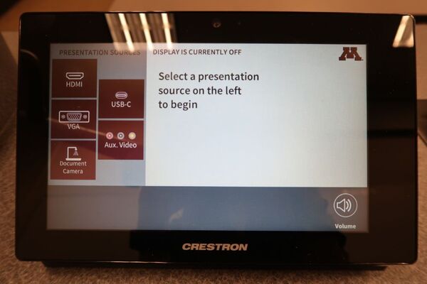 Touchscreen control user interface showing main page