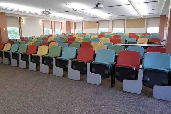 Back of room view of student auditorium seating