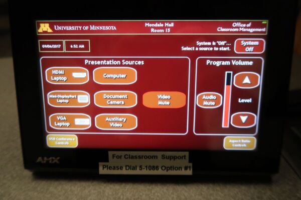 Touchscreen control user interface showing main page