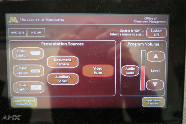 Touchscreen control user interface showing main page