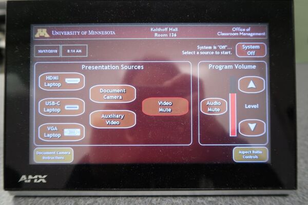 Touchscreen control user interface showing main page