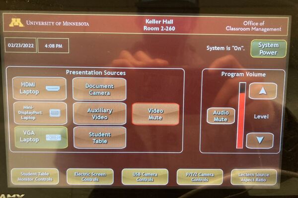 Touchscreen control user interface showing main page