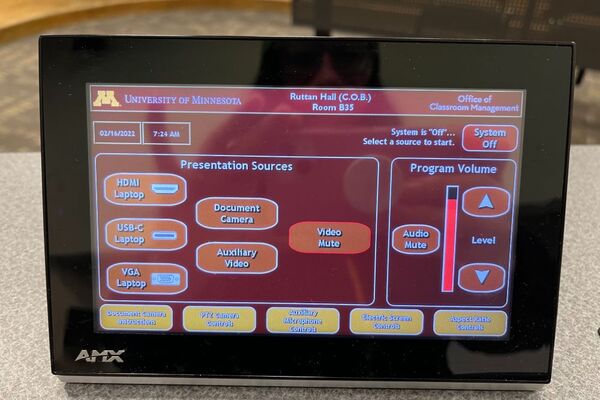 Touchscreen control user interface showing main page