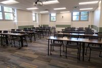 Back of room view of student table and chair seating