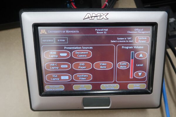 Touchscreen control user interface showing main page