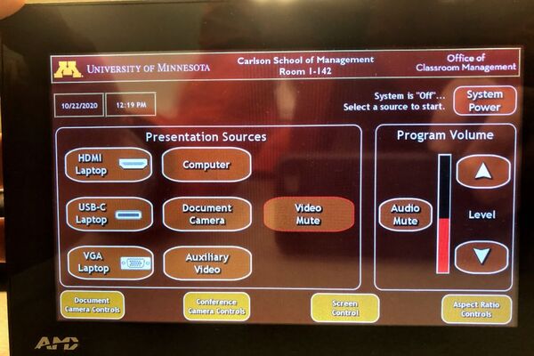 Touchscreen control user interface showing main page