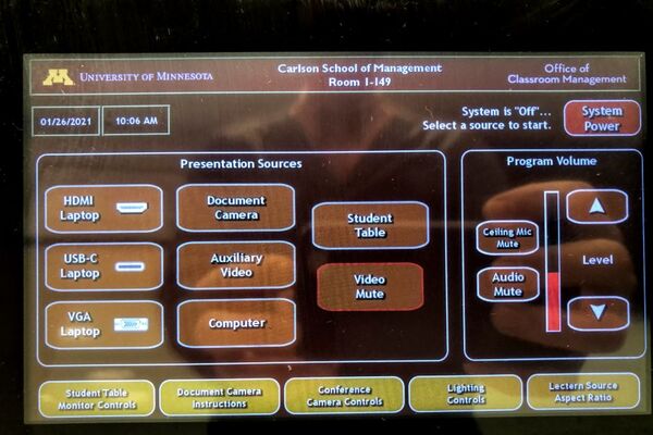 Touchscreen control user interface showing main page