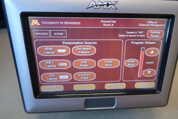 Touchscreen control user interface showing main page