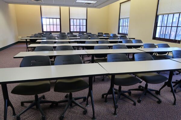 Back of room view of student table and chair seating 