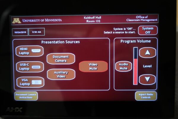 Touchscreen control user interface showing main page