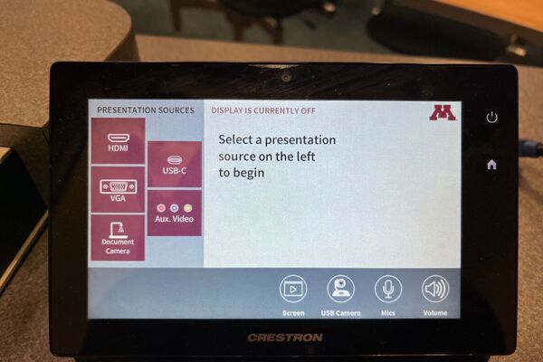 Touchscreen control user interface showing main page