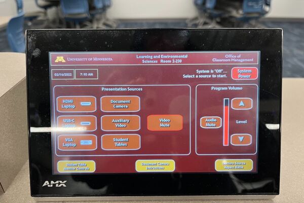 Touchscreen control user interface showing main page