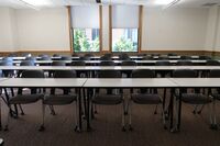 Back of room view of student table and chair seating 