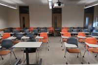 Back of room view of student tablet arm seating 