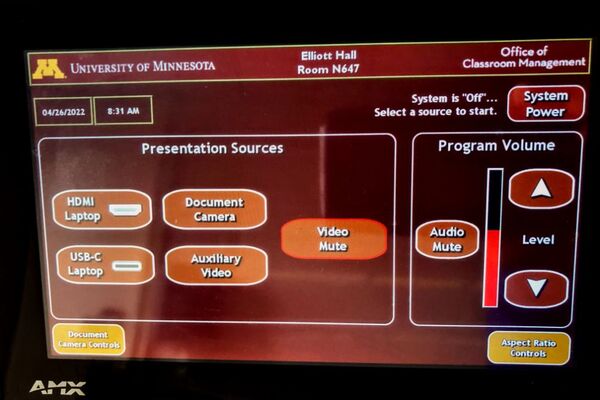 Touchscreen control user interface showing main page