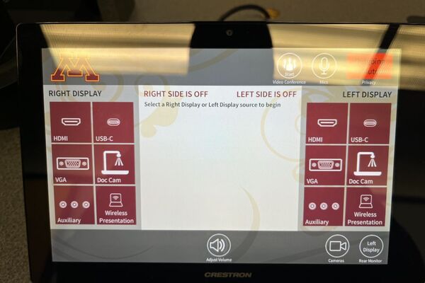 Touchscreen control user interface showing main page