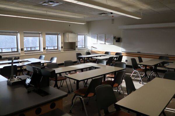 Back of room view of student table and chair seating 