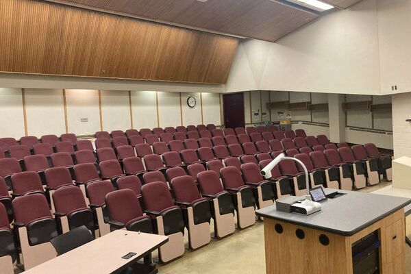 Back of room view of student auditorium seating