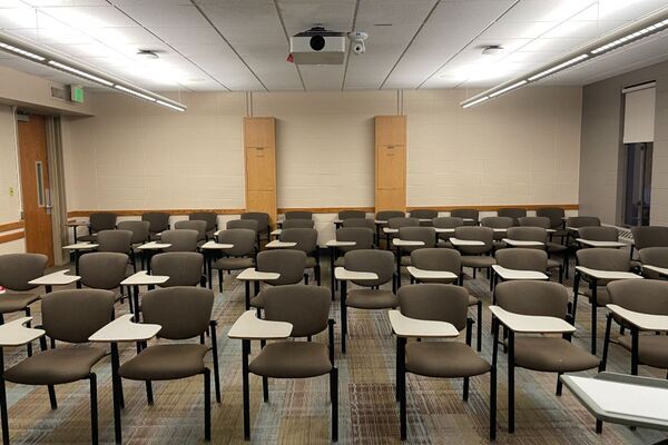 Back of room view of student tablet arm seating