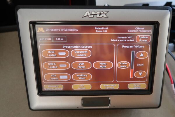 Touchscreen control user interface showing main page