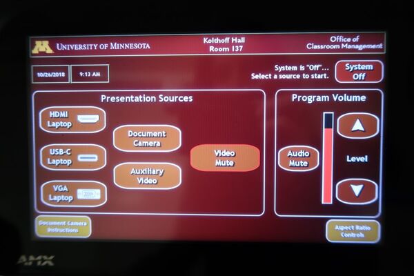 Touchscreen control user interface showing main page