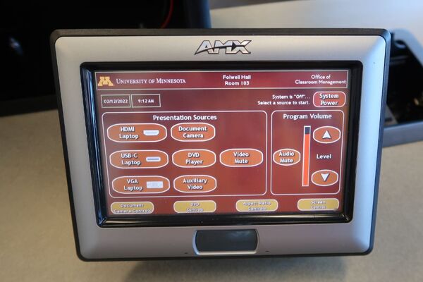 Touchscreen control user interface showing main page