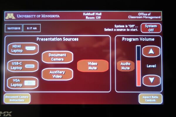 Touchscreen control user interface showing main page