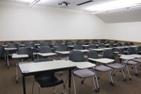 Back of room view of student tablet arm seating 