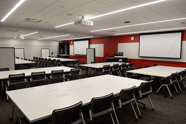 Photo looking across room from PWB 3-156 into PWB 3-154 with dividing wall open.