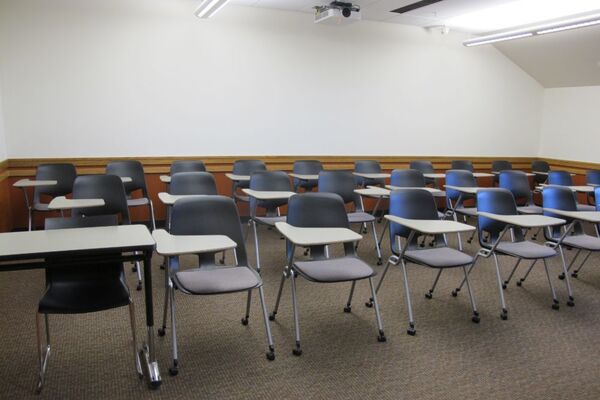 Back of room view of student tablet arm seating