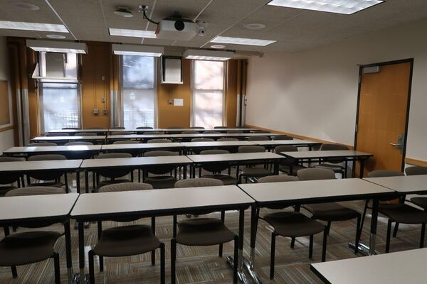 Back of room view of student table and chair seating 