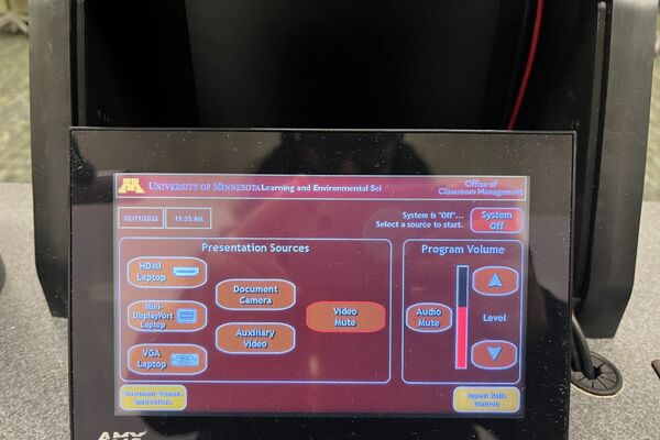 Touchscreen control user interface showing main page