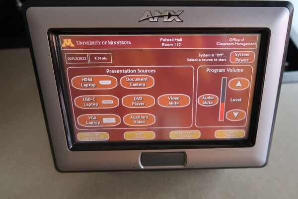 Touchscreen control user interface showing main page