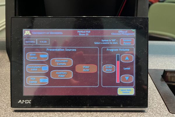 Touchscreen control user interface showing main page