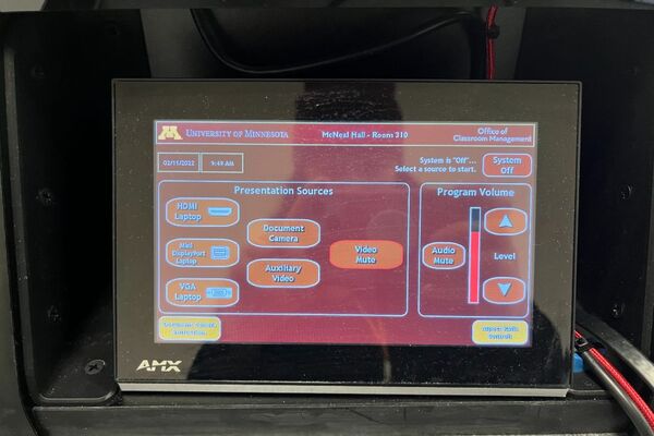 Touchscreen control user interface showing main page